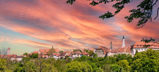 panorama sunset over Rothenburg ob der tauber, bavaria germany