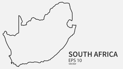 Vector line map of South Africa. Vector design isolated on white background.	
