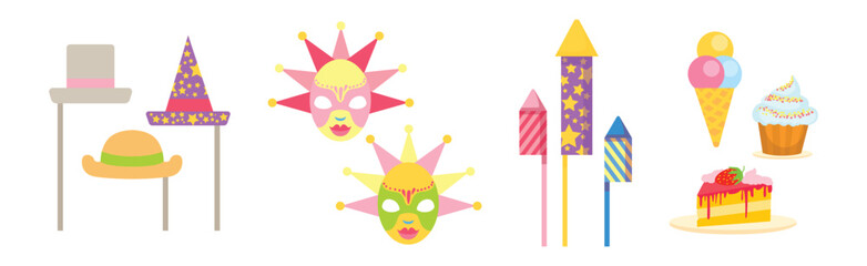 Festive Holiday Object and Symbol for Celebration Vector Set