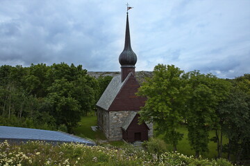 Fototapeta na wymiar Church in Petter Dass Museum at Alstahaug in Norway, Europe 