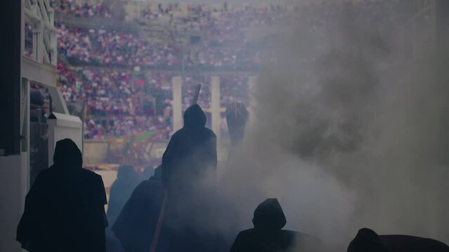 Silhouettes of Combatants in Fog