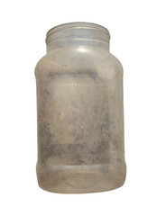 Old glass jar isolated on white background