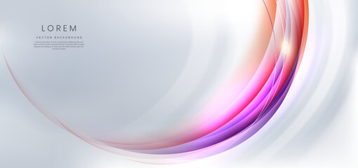 Luxury grey and white background with red and purple curved ray.