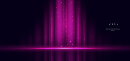 Abstract technology futuristic glowing vertical pink light ray on dark background with lighting effect sparkle.