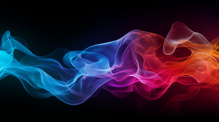 Abstract different spectral smoke moving on black background
