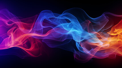 Abstract different spectral smoke moving on black background