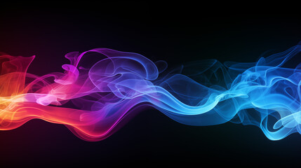 Abstract different spectral smoke moving on black background