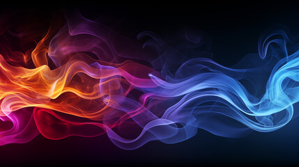 Abstract different spectral smoke moving on black background
