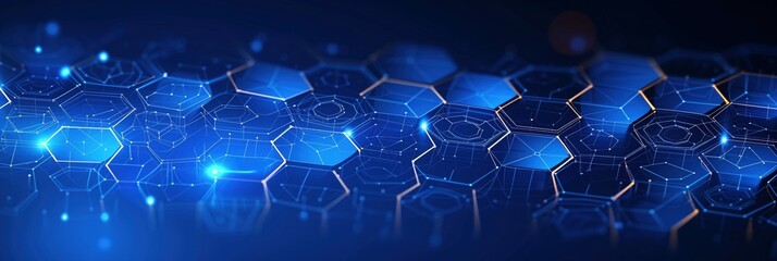 Obraz premium Explore the dynamic world of vector hexagons pattern, featuring a geometric abstract background adorned with simple hexagonal elements, perfect for technology banners, web wallpapers, and texture desi