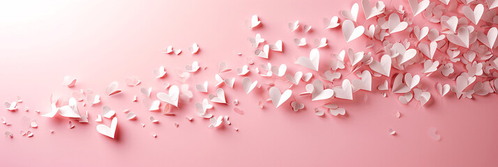 Paper hearts soaring on a pink backdrop, a symphony of love for special celebrations