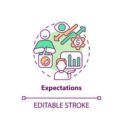 Expectations multi color concept icon. Expectations about prices, income, product availability. Round shape line illustration. Abstract idea. Graphic design. Easy to use in brochure marketing