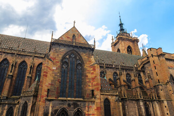 St. Martin's collegiate church in Colmar, Alsace, France - obrazy, fototapety, plakaty