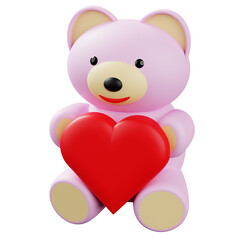 teddy bear with heart isolated