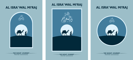 isra miraj, concept in flat design. posters, social media, and banners 