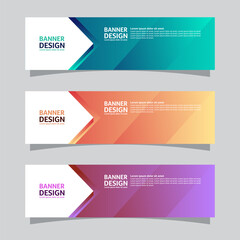 Naklejka premium Vector set of landscape banner background design concept. Web background business layout template
