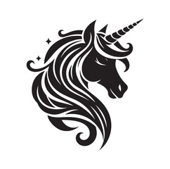 Unicorn face silhouette Vector illustration
