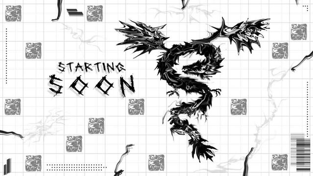 Animated Twitch Screens Dragon Smoke for Stream - Starting Soon background. Twitch package overlays, panels. Twitch screens. Overlay for stream. Animated background for stream on twitch or youtube.