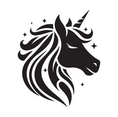 Unicorn face silhouette Vector illustration