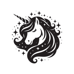 Unicorn face silhouette Vector illustration