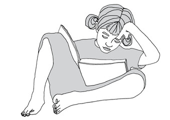 Hand-drawn line illustration with grey and white fill digitized on a transparent background