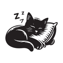 A Cat Sleeping with pillow vector illustration design
