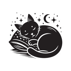 A Cat Sleeping with pillow vector illustration design