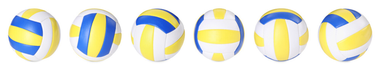 Volleyball ball isolated on white, different sides