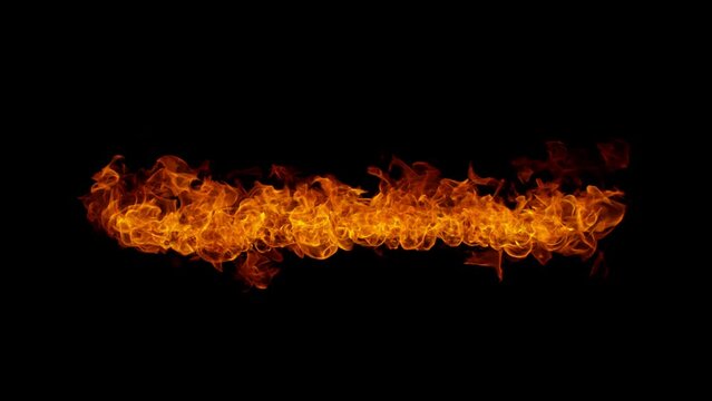 Super Slow Motion Shot of Real Fire Line Isolated on Black Background at 1000fps.