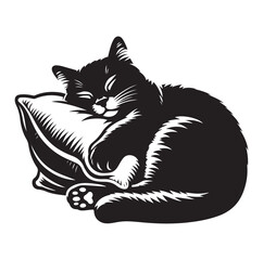 A Cat Sleeping with pillow vector illustration design