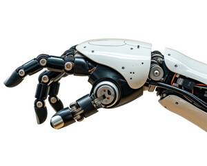 White robot hand isolated on transparent background