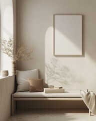 Minimalist Room Interior: Mockup Frame Close-Up in Luxurious Setting