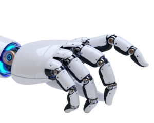 White robot hand isolated on transparent background