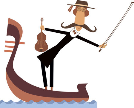venetian gondolier playing violin on water