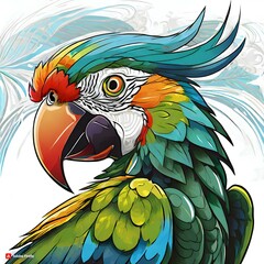 Obraz premium Parrot on a Branch