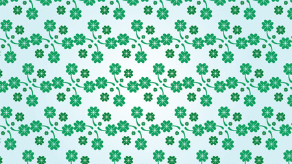 St. Patrick's Day background, shamrock flowers and leaves random seamless pattern, background, backdrop, wallpaper, fabric decoration, wall art, prints