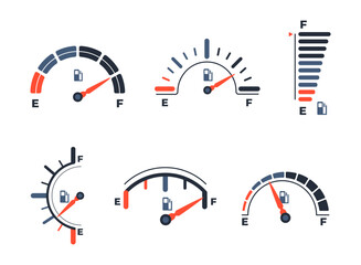 Gauge fuel. Fuel indicators gas meter. Oil level tank bar meter. Vector illustration