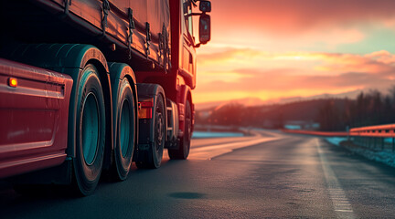 Close-up of a cargo truck on the road