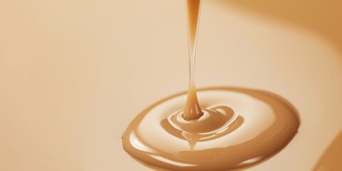 A close-up shot of a creamy liquid foundation pouring from a dropper