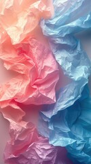 Crumpled Paper Texture in Pastel Pink, Blue, and Purple Hues. Background for Instagram Story, Banner