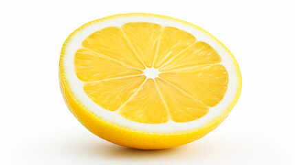 Slice of fresh ripe lemon fruit isolated on white