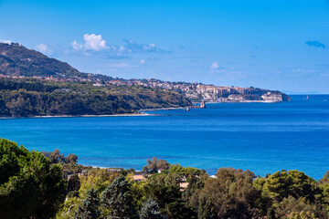 Naklejka na ściany i meble Tropea coast view of Marina di Zambrone, Vibo Valentia district, Calabria, Italy