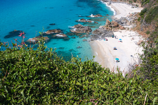 Zambrone coast, Vibo Valentia district, Calabria, Italy, tip of Capo Cozzo or Zambrone, in the photo the diver's Paradise beach or Marinella di Zambrone