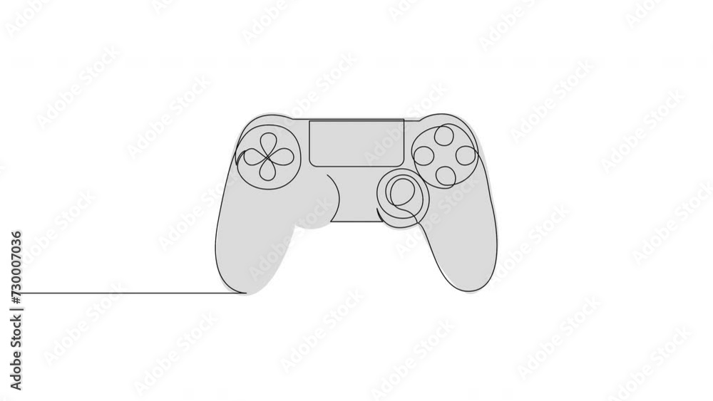 Aufkleber self drawing animation of continuous single line game controller. animated gamepad from game console