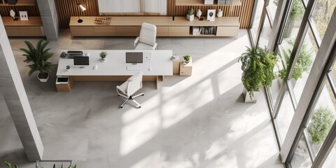 Modern minimalist office space with clean lines