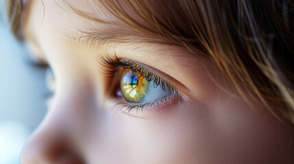 Fototapeta premium close up of eye, hopeful, innocence. Generative Ai.