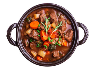 stew in a pot, isolated, PNG. Generative Ai.