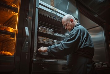 A man working in a bakery oven