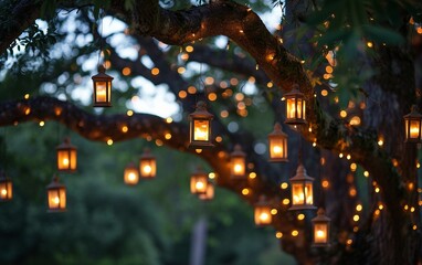 Fototapeta premium Lanterns Adorning Trees