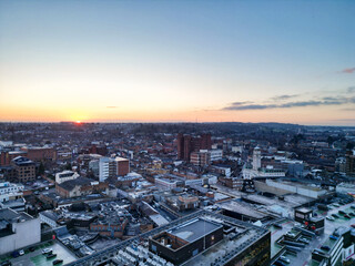 Fototapeta premium High Angle View of Downtown Buildings at Central Luton City of England UK. December 1st, 2023