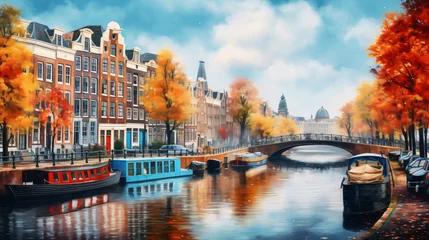 Tuinposter Splendid autumn scene of Amsterdam city. © Anas